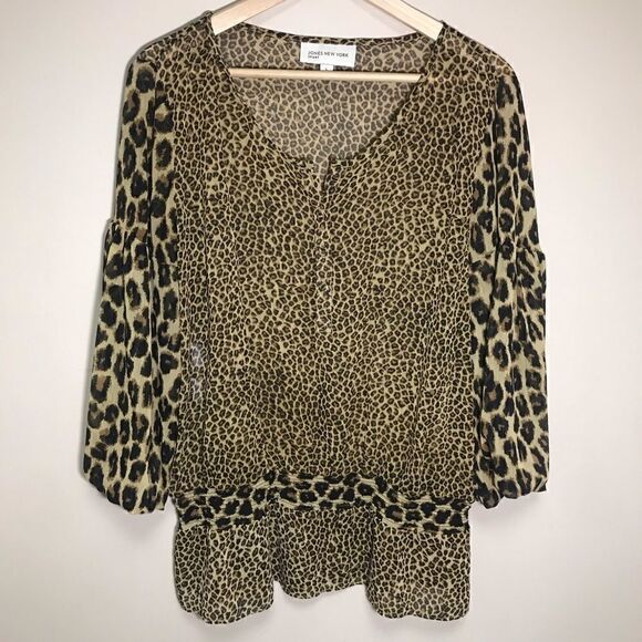 Jones New York animal print top    Size Large - Picture 2 of 5